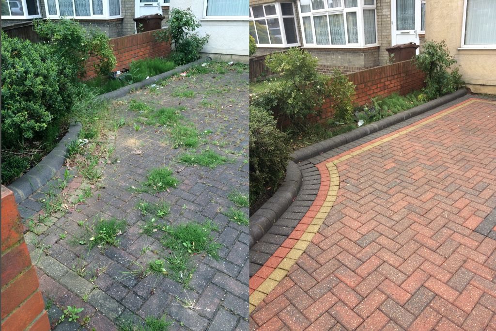 Before and after driveway transformation